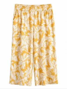 Rachel Zoe Yellow Tropical Leaf Print Linen Blend Wide Leg Pull-On Pants Sz 3X